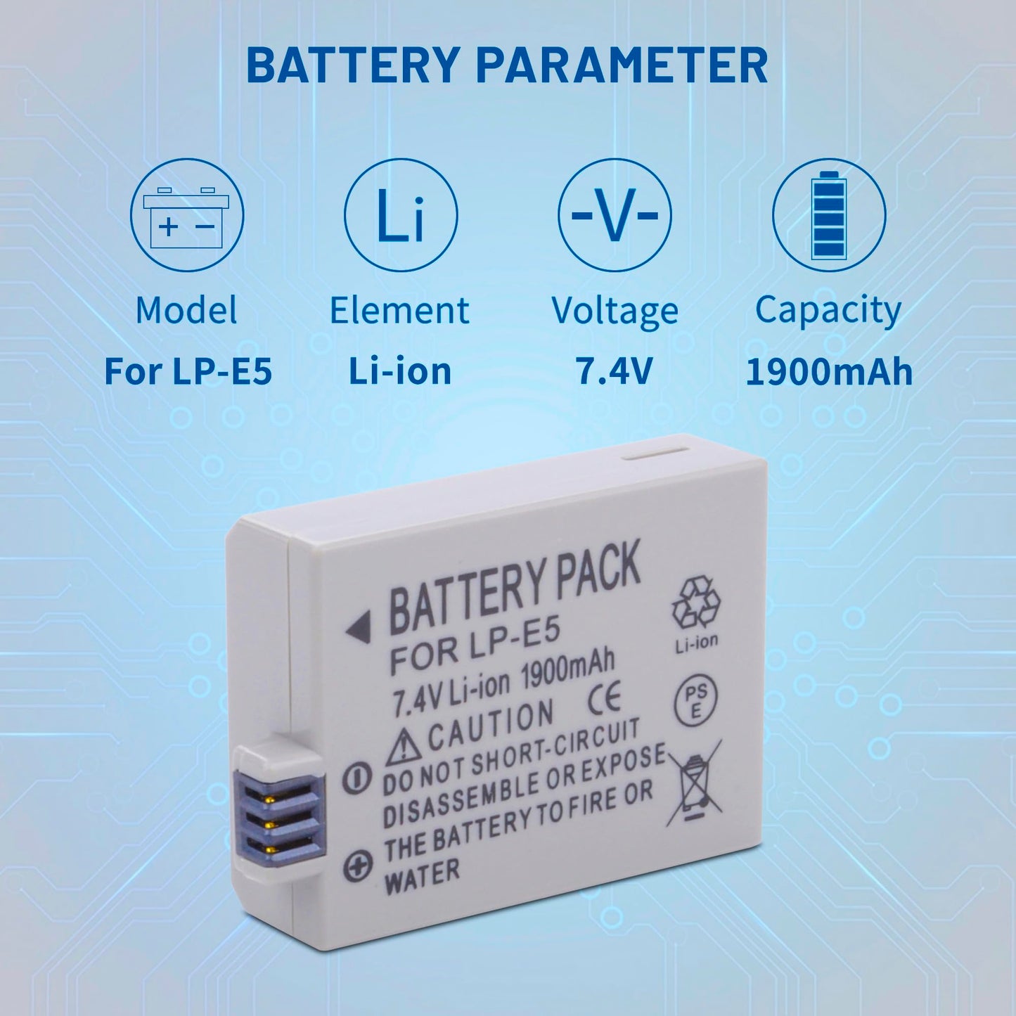 ANCBD 2 Pack LP-E5 Batteries with USB-C Dual Charger Compatible with Canon EOS Rebel XS, Rebel T1i, Rebel XSi, 1000D, 500D, 450D, Kiss X3, Kiss X2