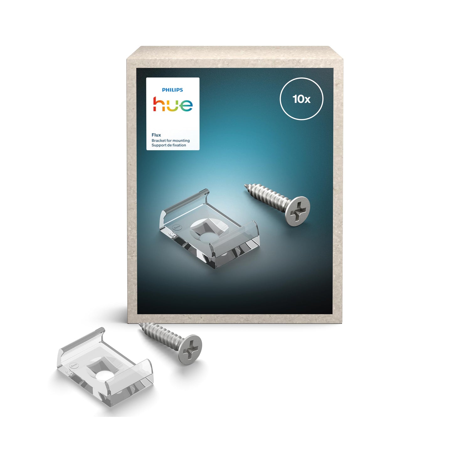 Hue Flux LED Strip Light Mounting Brackets, Accessories, Flexible Indoor Lighting, Easy Installation, Robust Transparent Clips, Screws and Adhesive