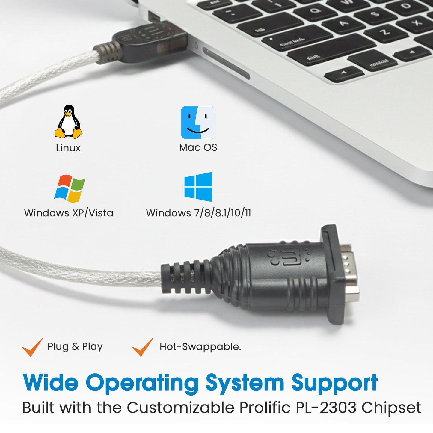 Manhattan USB to Serial Converter Connects One Serial Device to A USB Port (205146)