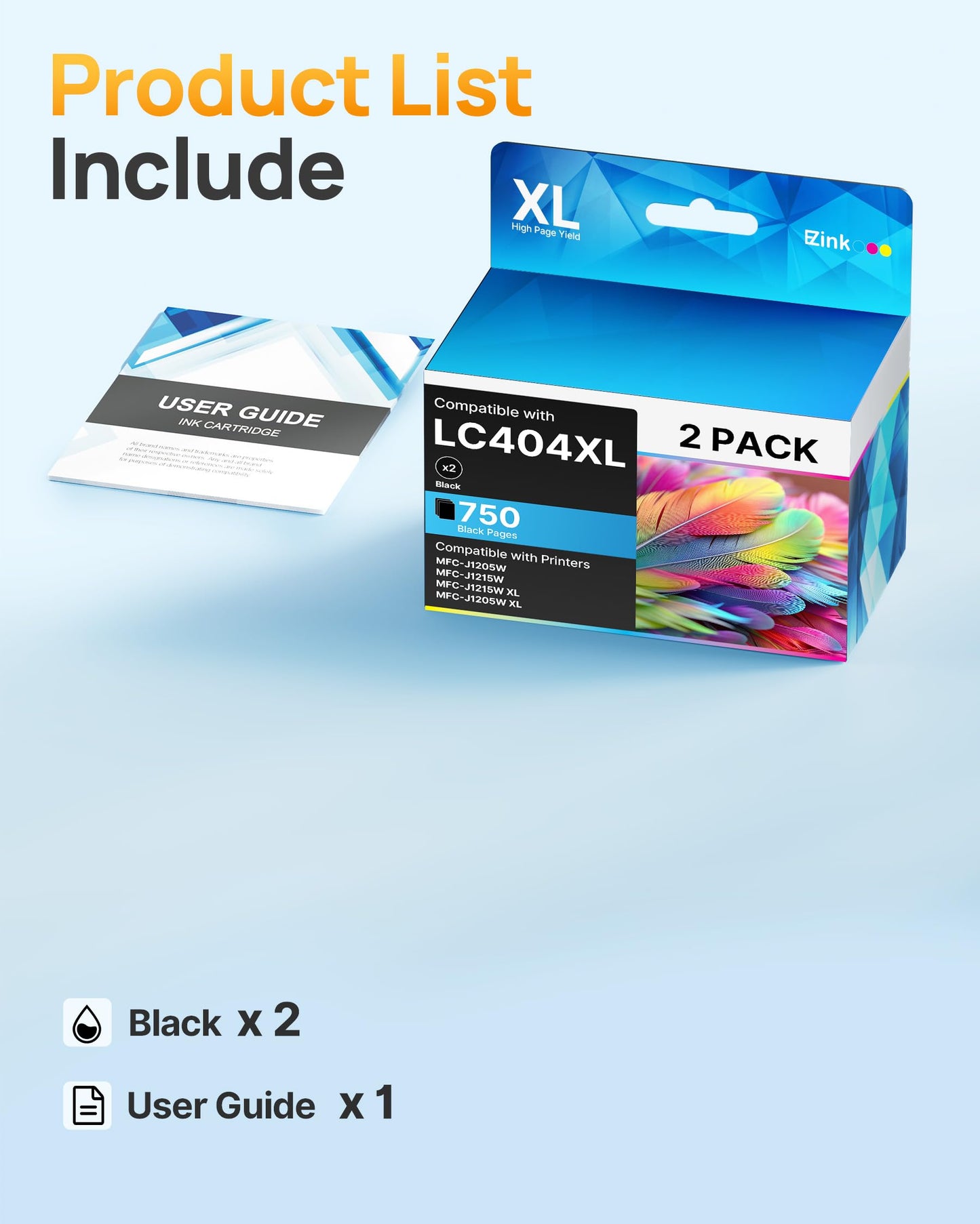 E-Z Ink LC404 MFC-J1205W Black LC 404 Ink Cartridges for Brother Printer
