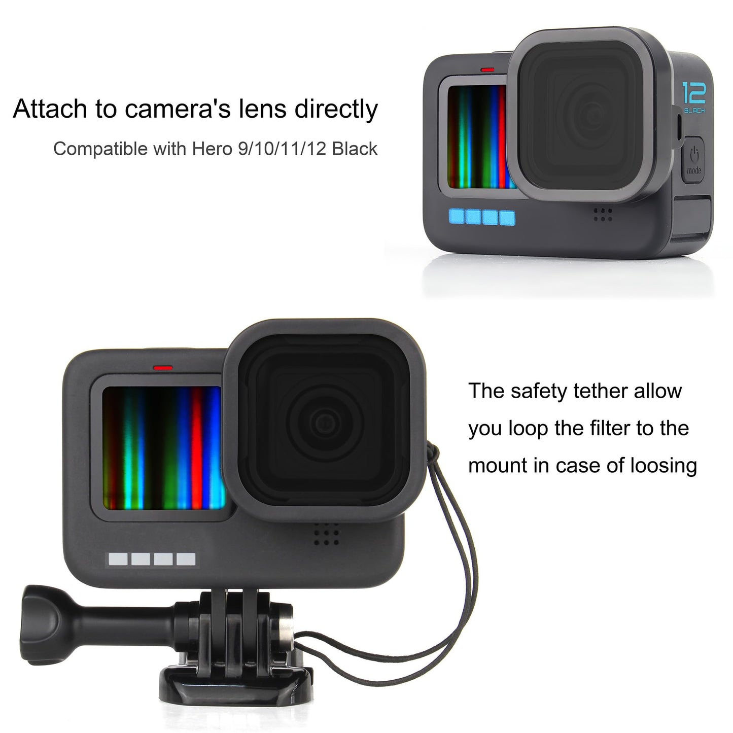 SOONSUN 6-Pack Lens Filter Set for GoPro Hero 12 11 10 9 Black - ND8, ND16, ND32, CPL, Red, Magenta - Neutral Density, Circular Polarizer & Snorkeling