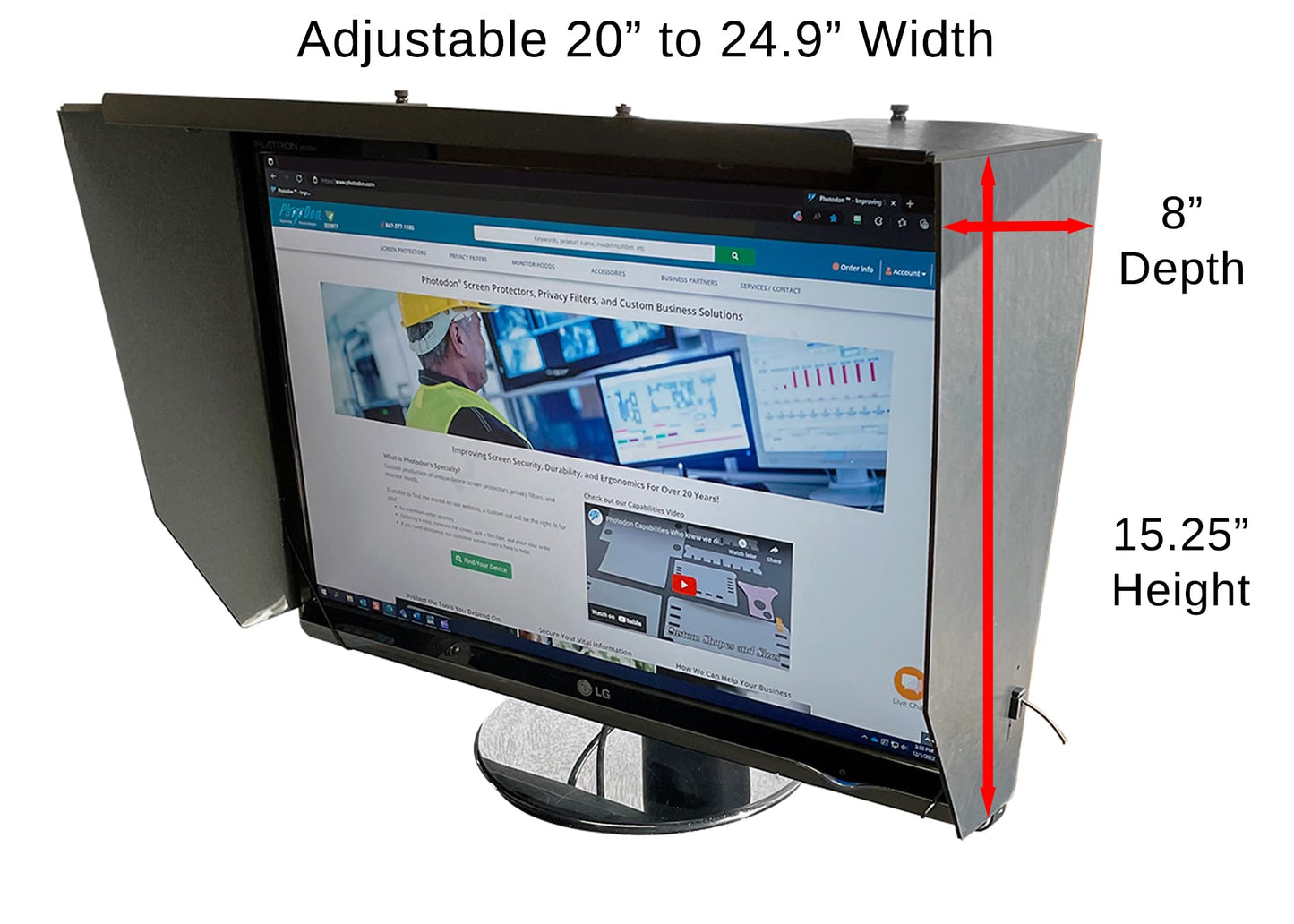 Photodon 20-24.9" Wide Adjustable Monitor Hood - Enhances Privacy & Reduces Glare (Measured by Width, Not Diagonal)
