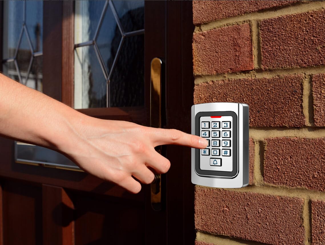 Door Access Control Keypad, Stainless Steel Outdoor IP68 Waterproof, 2000 Users, Wiegand 26-bit Input/Output, Tuya App Remote Control, RFID Card & PIN