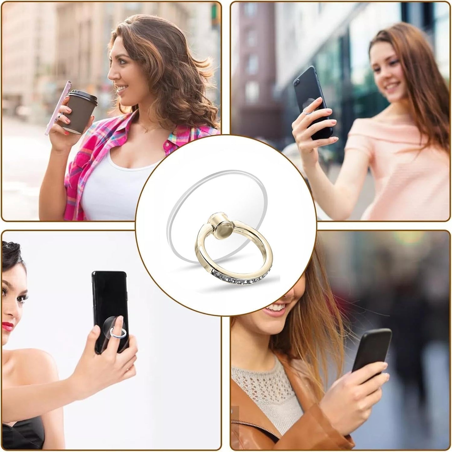 3 Pcs Finger Ring Set Stands Cellphone Ring Holder, Rhinestones Phone Holder 360° Rotation Ring Stand, Clear Cell Phone Kickstand for Most of Phones