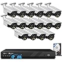 4COVR 16 Channel Security Camera System 4K PoE, 2-Way Talk & Smart Full Color Night Vision, 16 8MP IP67 Bullet IP Camera, Human Vehicle Detection