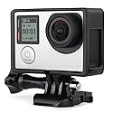 SOONSUN Frame Mount Housing Case with Basic Buckle and Long Thumb Bolt Screw for GoPro Hero 3 3+ 4 Camera and All Slots Fully Accessible-Black