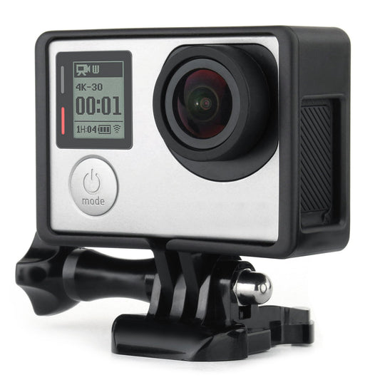 SOONSUN Frame Mount Housing Case with Basic Buckle and Long Thumb Bolt Screw for GoPro Hero 3 3+ 4 Camera and All Slots Fully Accessible-Black