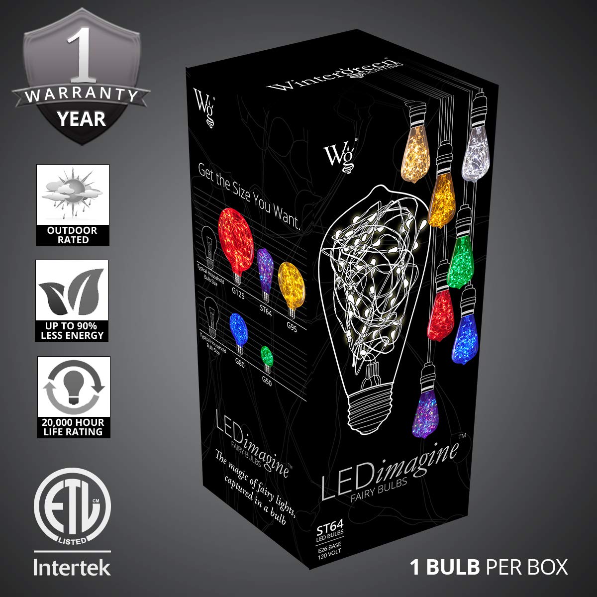 Wintergreen Lighting LEDimagine Fairy String Light Bulb Fairy Lights, LED Globe Fairy Light Pendant Bulb, Globe Fairy LED Light (RGB Multicolor Color