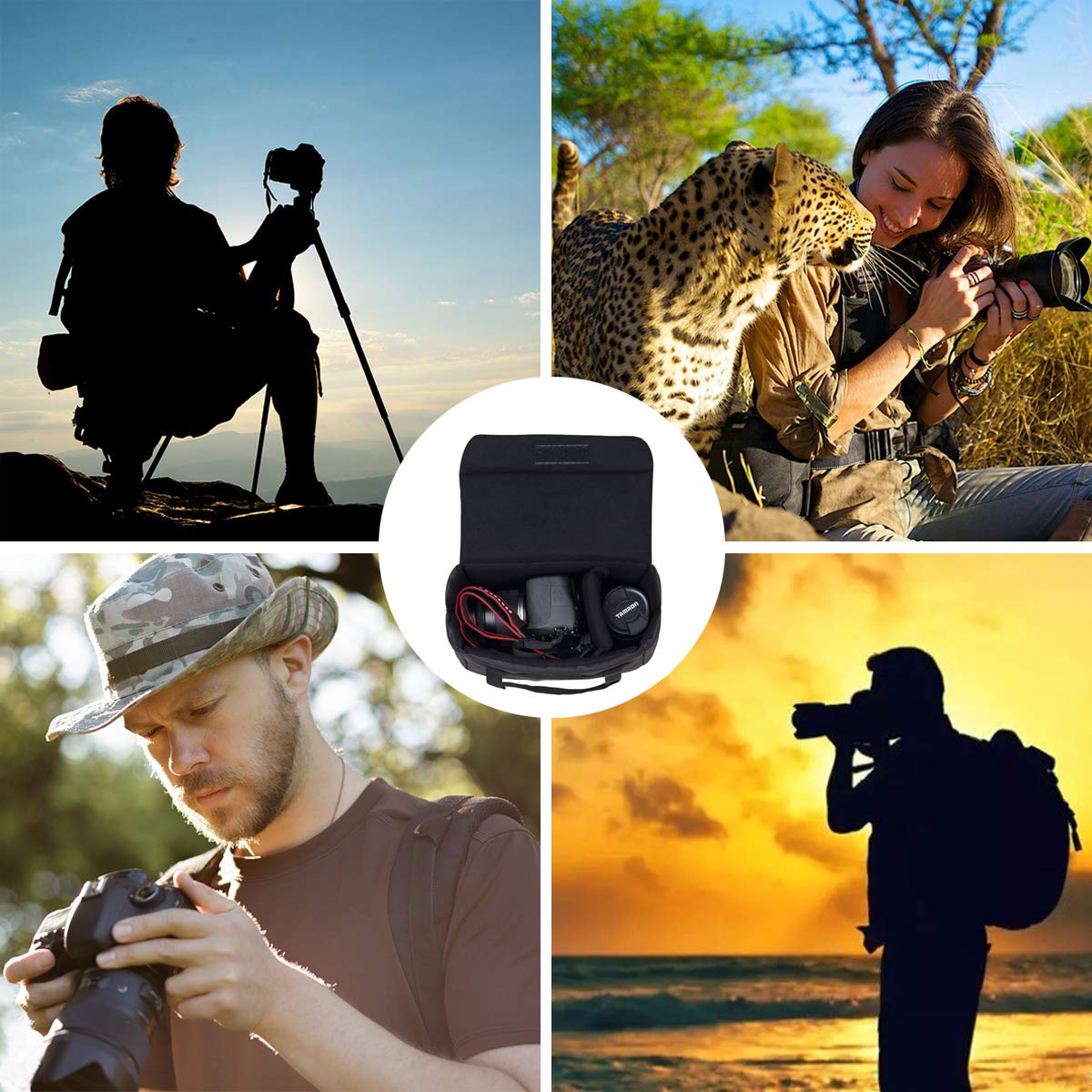 BOMKEE Camera Inserts Lens Padded Insert Liner DSLR SLR Protective Bag Camera Cube Roomy Case Waterproof Foldable pouch for Camera Lens Accessories