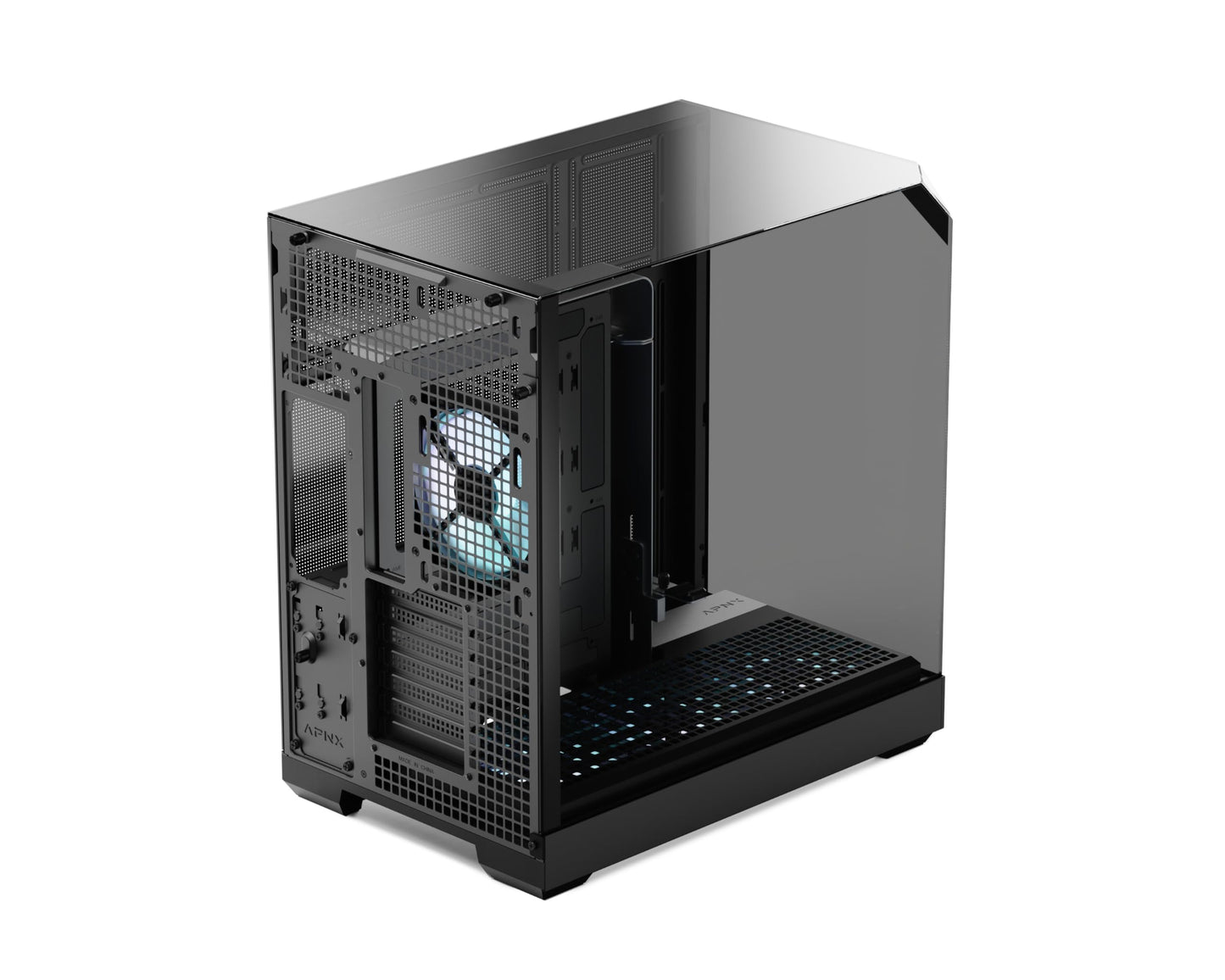 APNX V2 Black ATX Case - X-Pand Flow Dual Airflow, 3-Side Tempered Glass, 360mm AIO & Reverse BTF Motherboard Support, 4×140mm Fans, 160mm Fan Slots