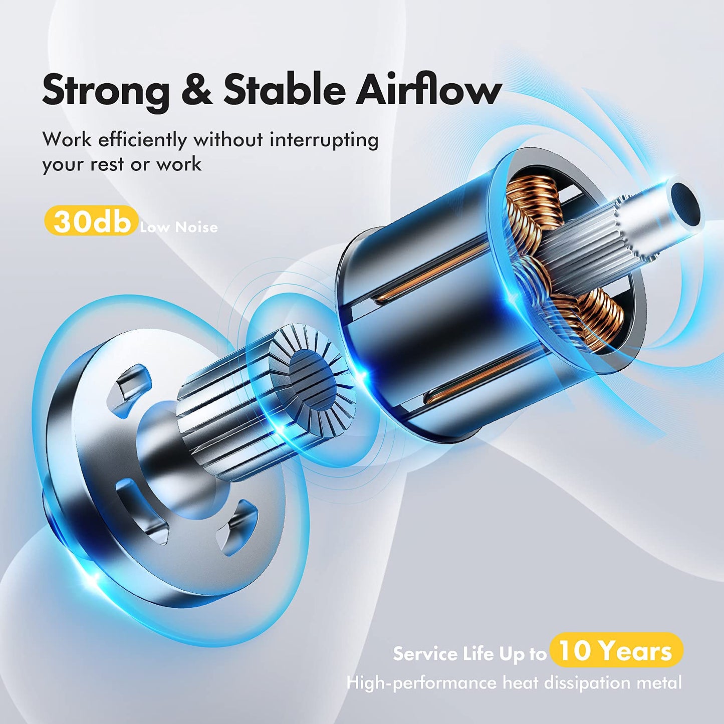 JINLICTE Portable Camping Fan, Rechargeable Battery Powered Tent Fans for Camp Hanging, [8-36Hrs Runtime], 9 Inch, Stepless Speed, Powerful&Quiet,
