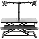 VIVO Height Adjustable 32 inch Standing Desk Converter with Dual 13 to 30 inch Monitor Stand, Sit Stand Monitor Mount and Desk Riser, Black