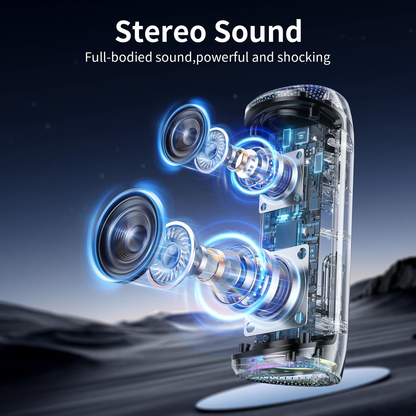 IHE Bluetooth Speaker with HD Sound, Portable Wireless, IPX5 Waterproof, Up to 20H Playtime, TWS Pairing, Bluetooth 5.3, for Home, Party, Beach