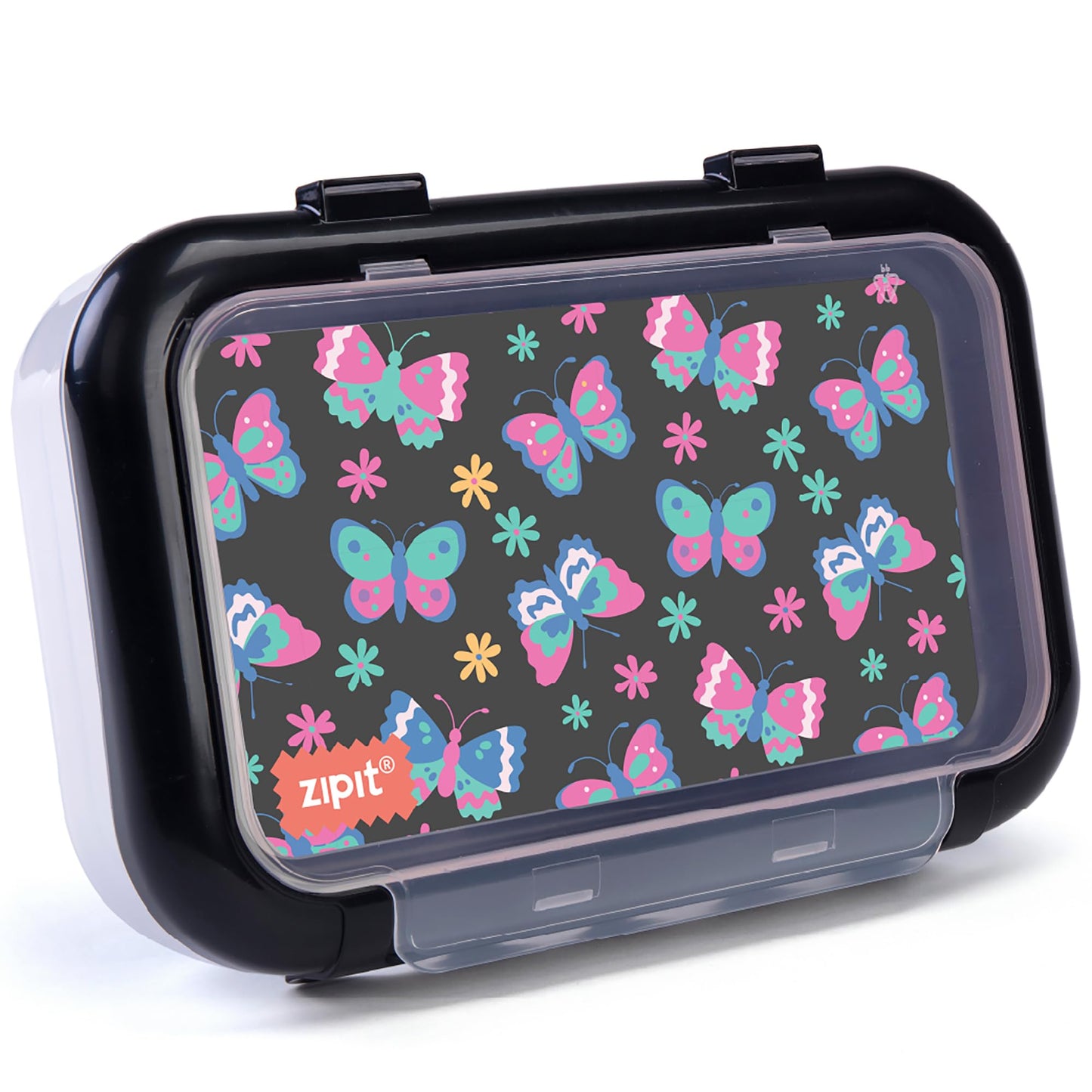 ZIPIT: 2 Compartment Recycled Box - Butterflies - Large Capacity Pencil Case, Plastic Stationery Organizer, School Supplies-Toys Holder, Kids Girl-Boy