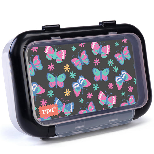 ZIPIT: 2 Compartment Recycled Box - Butterflies - Large Capacity Pencil Case, Plastic Stationery Organizer, School Supplies-Toys Holder, Kids Girl-Boy