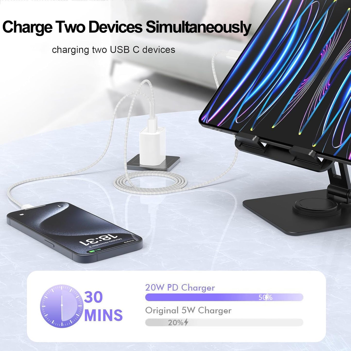 iPhone 17e Charger Fast Charging,2-Pack 6FT 2in1 Dual USB C PD Charger Block Type C to C Woven Charger Cable for iPhone 17 Pro Max/17 Pro/Air/16 Pro