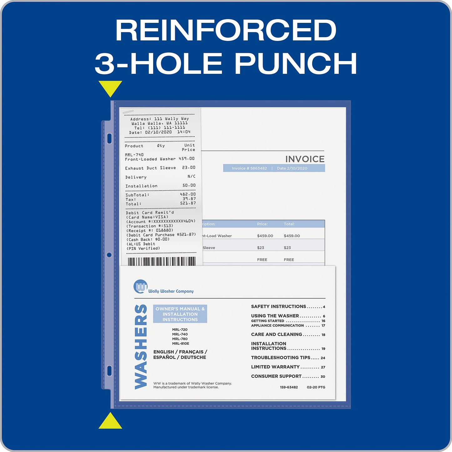 Oxford Sheet Protectors, 100 Pack, Letter Size (8.5 x 11), Heavy Duty Clear Sheet Protectors for 3 Ring Binder, Top Loading, Reinforced Holes