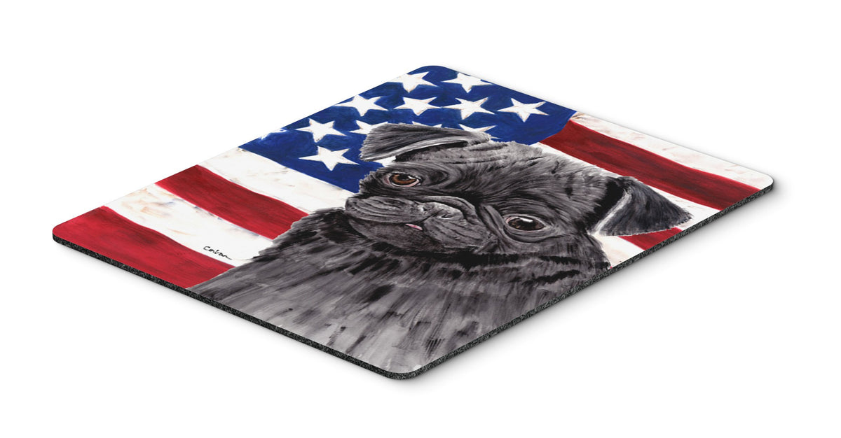 Caroline's Treasures SC9011MP "USA American Flag with Pug Mouse Pad, Hot Pad or Trivet" for Home Office Gaming Working Computers Laptop Mouse