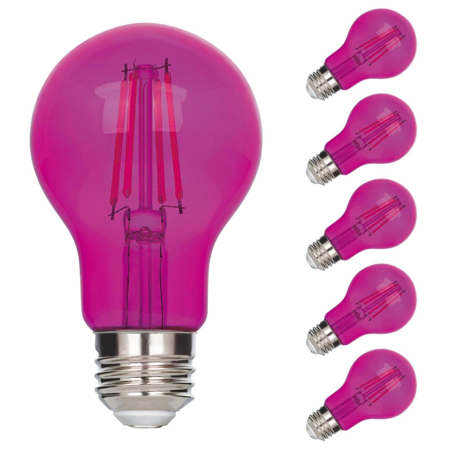 Westinghouse 5368020 4.5 Watt (40 Watt Equivalent) A19 Omni Filament Pink LED Light Bulb Medium (E26) Base, 6-Pack