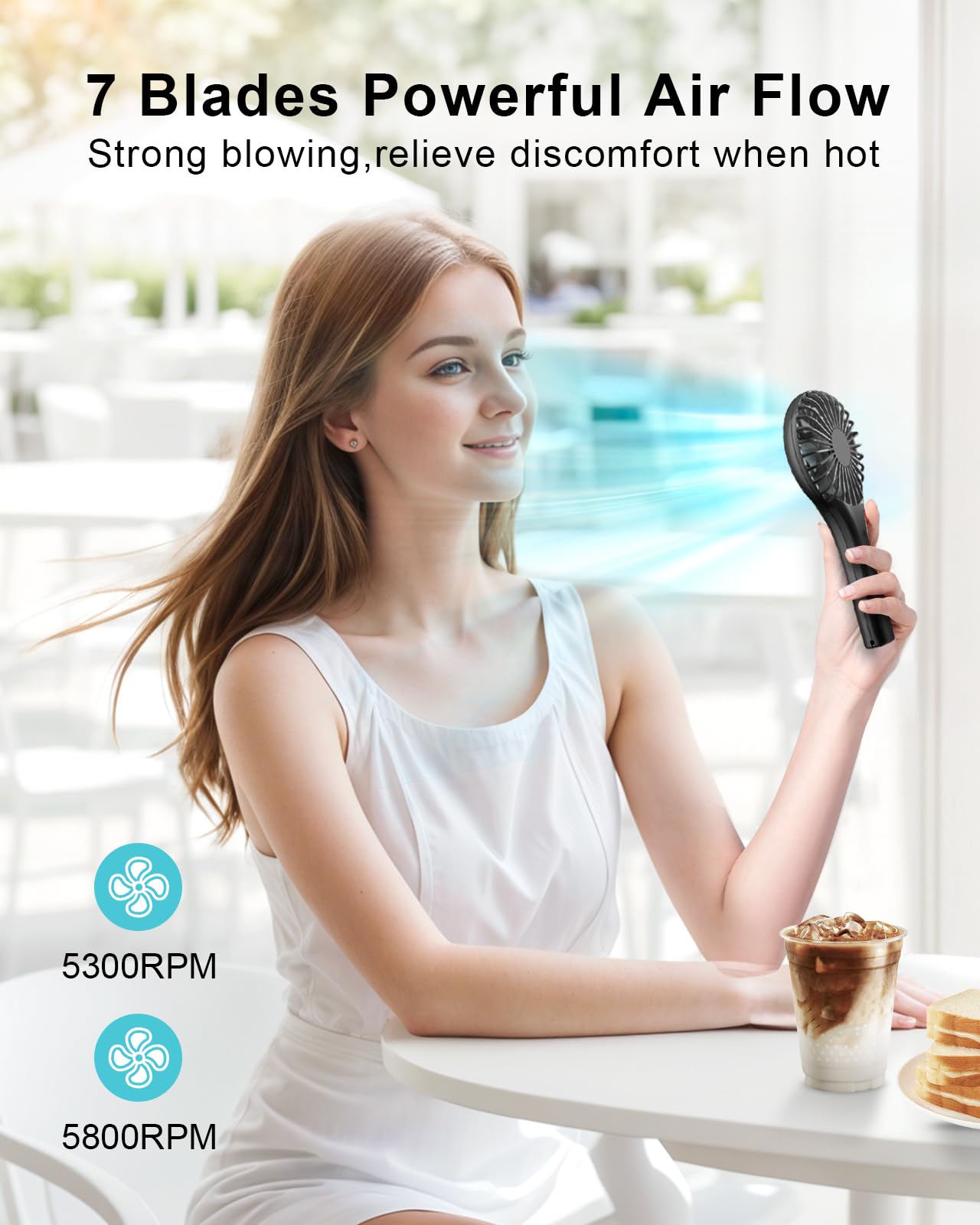 TriPole Handheld Mini Fan Battery Operated Small Personal Portable Fans Speed Adjustable USB Rechargeable Fan for Kids Girls Women Men Home Office