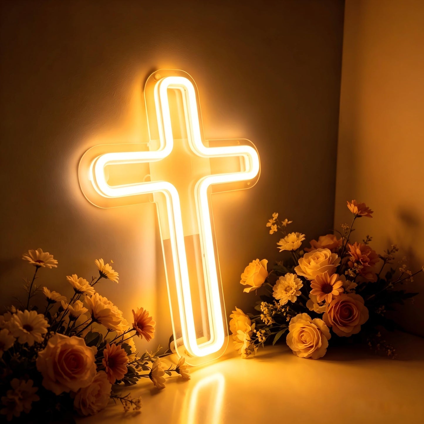 Neonawall Cross Neon Sign for Wall Decor Light Up Letters Religious Led Sign Birthday Party Gifts Led Decorative Night Signs Room Decor Christmas Gift