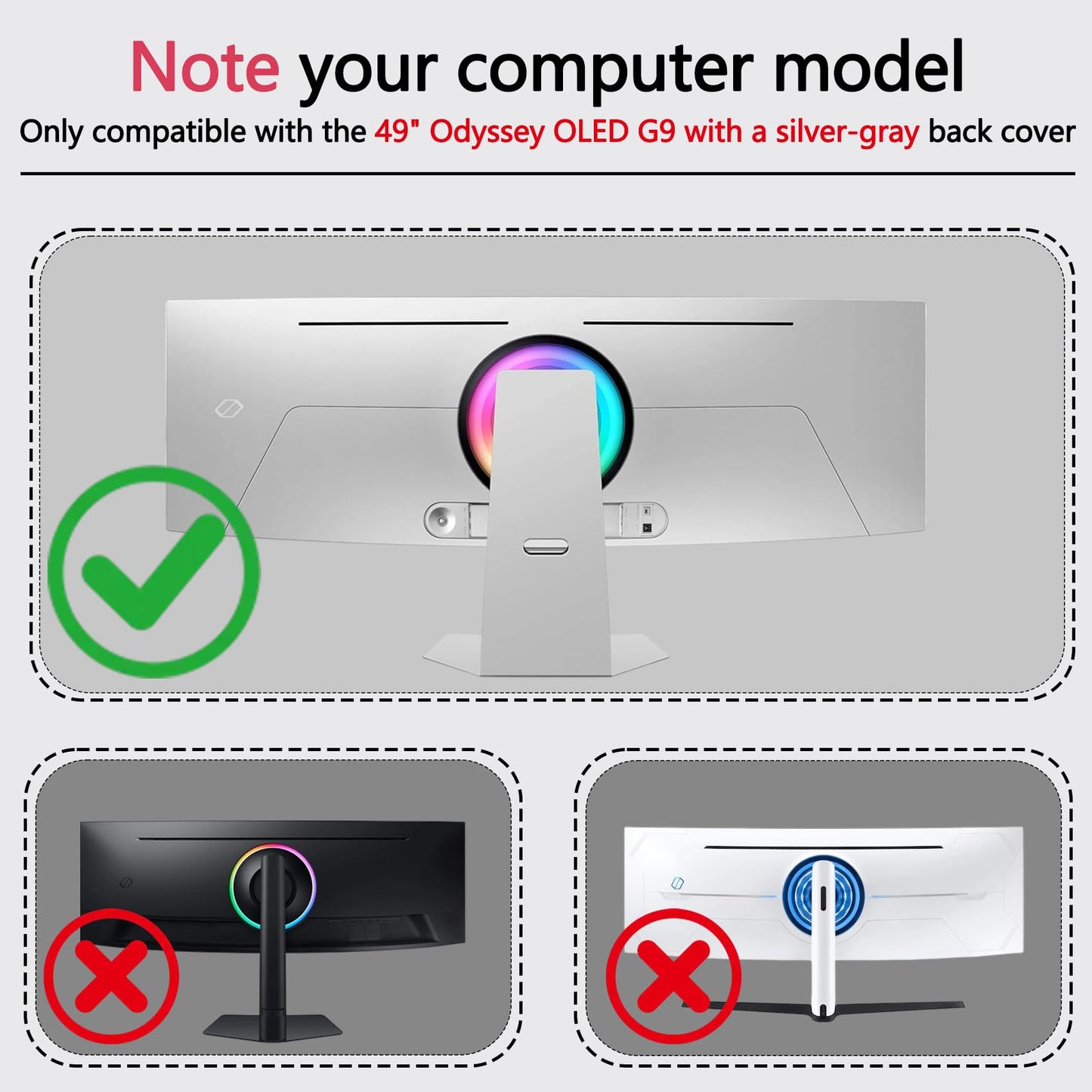 Odyssey OLED G9 VESA Mount Adapter Compatible with Samsung OLED G9 49-inch Monitors?Fits G91SD G93SC G93SD G95SC and G95SD ?- 75x75 to 100x100 Wall