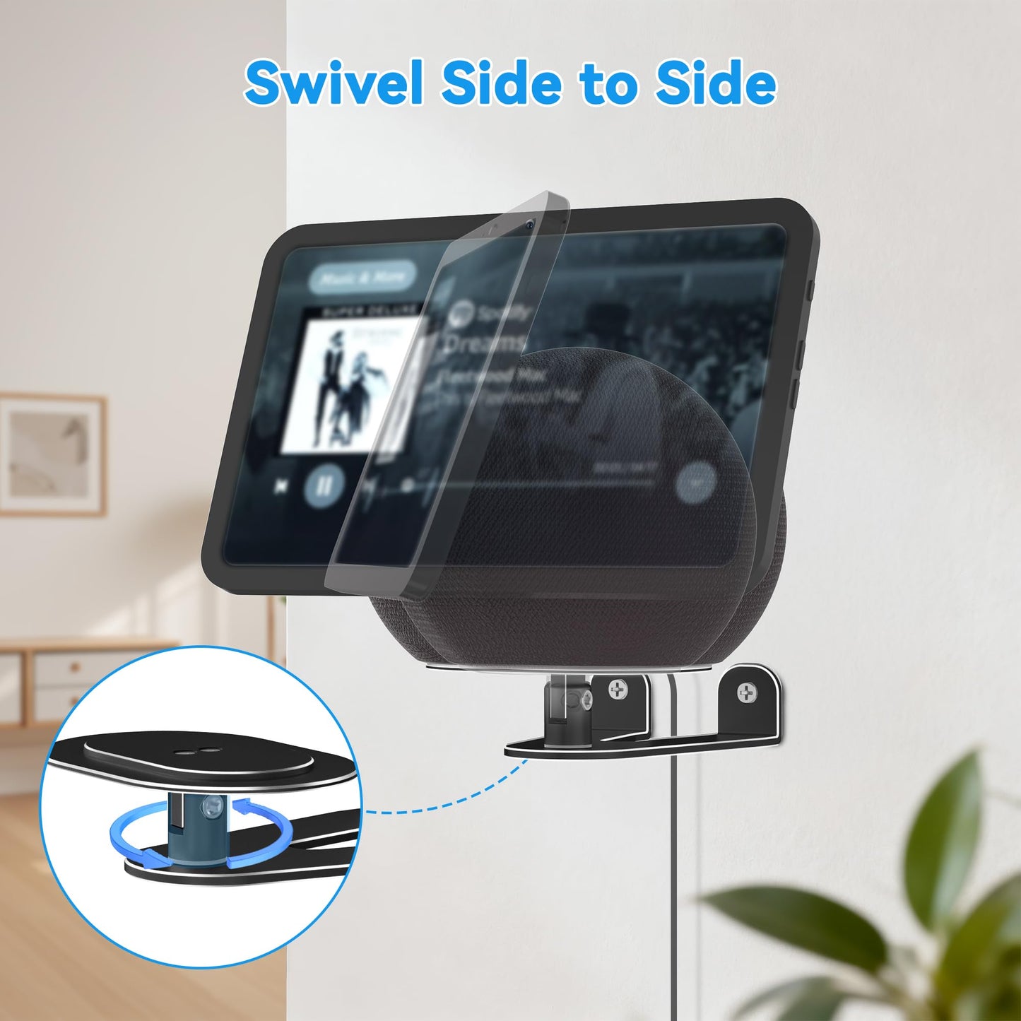 Almoz Wall Mount for Echo Show 8 & Echo Show 11 (2025 Release), Adjustable Tilt and Swivel, Solid Aluminum Wall Bracket, Cable Management