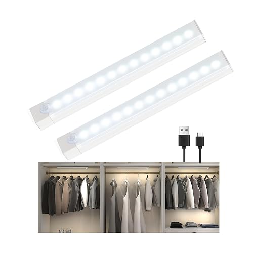 AXHHTVCGY 8inch Under Cabinet Lighting, 2 Pack Pantry Lights Motion sensored,3 Modes & Dimmable Stick-On Wireless Closet Lights for Kitchen, Stairs
