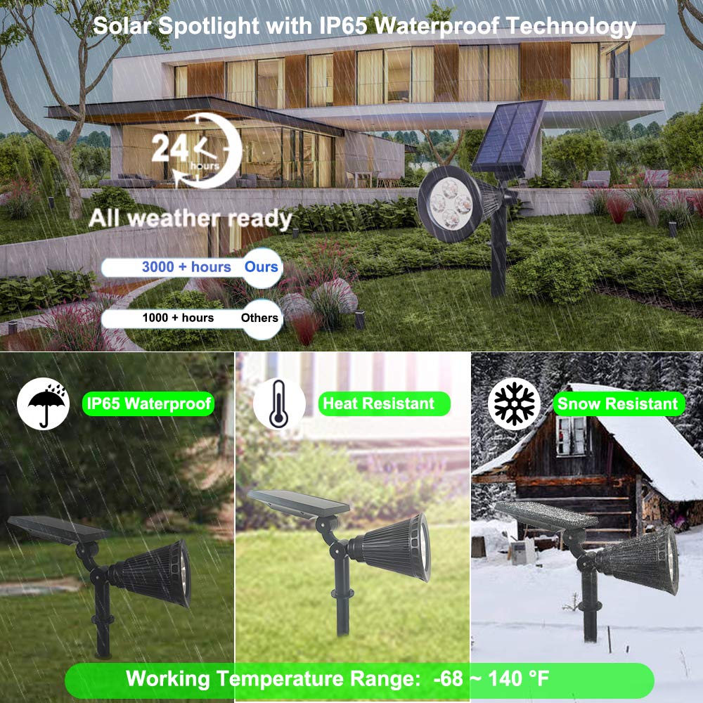 Youqian Clordeal Solar Lights Outdoor Waterproof, 2 in 1 LED Landscape Lights, 4 LED Solar Flag Pole Light Garden Pathway Yard Patio Lawn Decorative