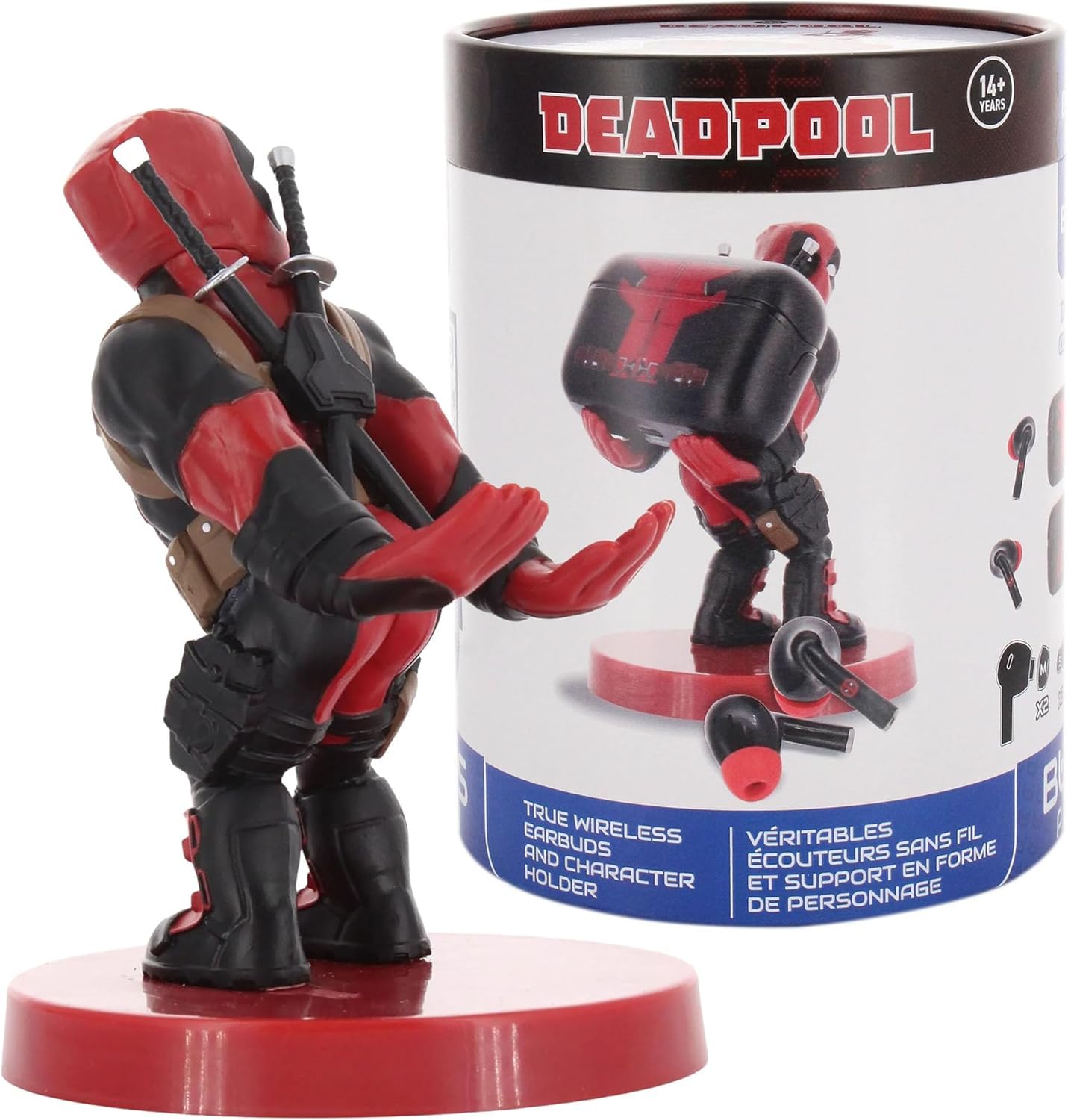 Exquisite Gaming: Buds Pro & Holdems Bundle - Deadpool - Wireless Bluetooth Earbuds & Case, Character Device Holder/Figure, Licensed Marvel Set