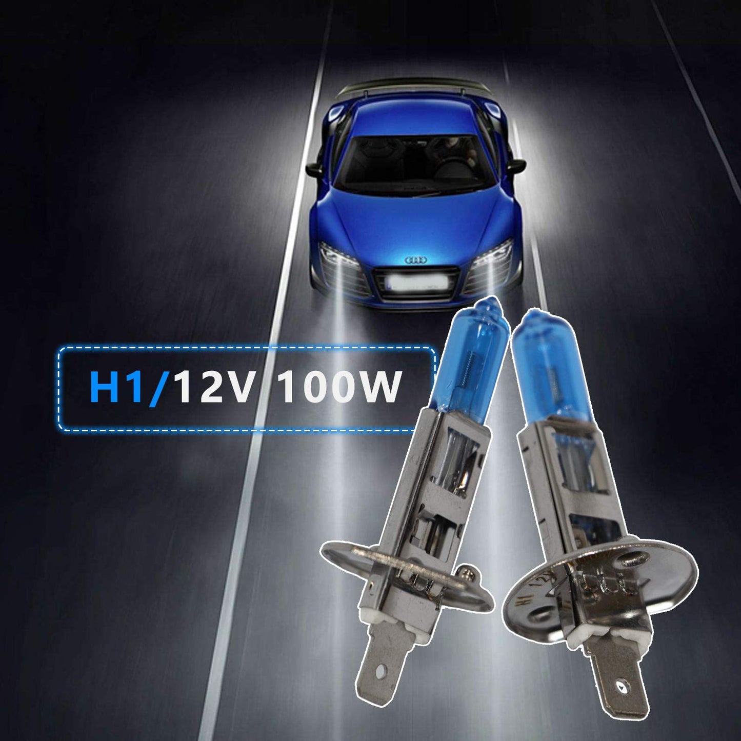 2 pieces Headlight Bulb 12 V 100 W, Super White Halogen Lamp 5600K (H1)