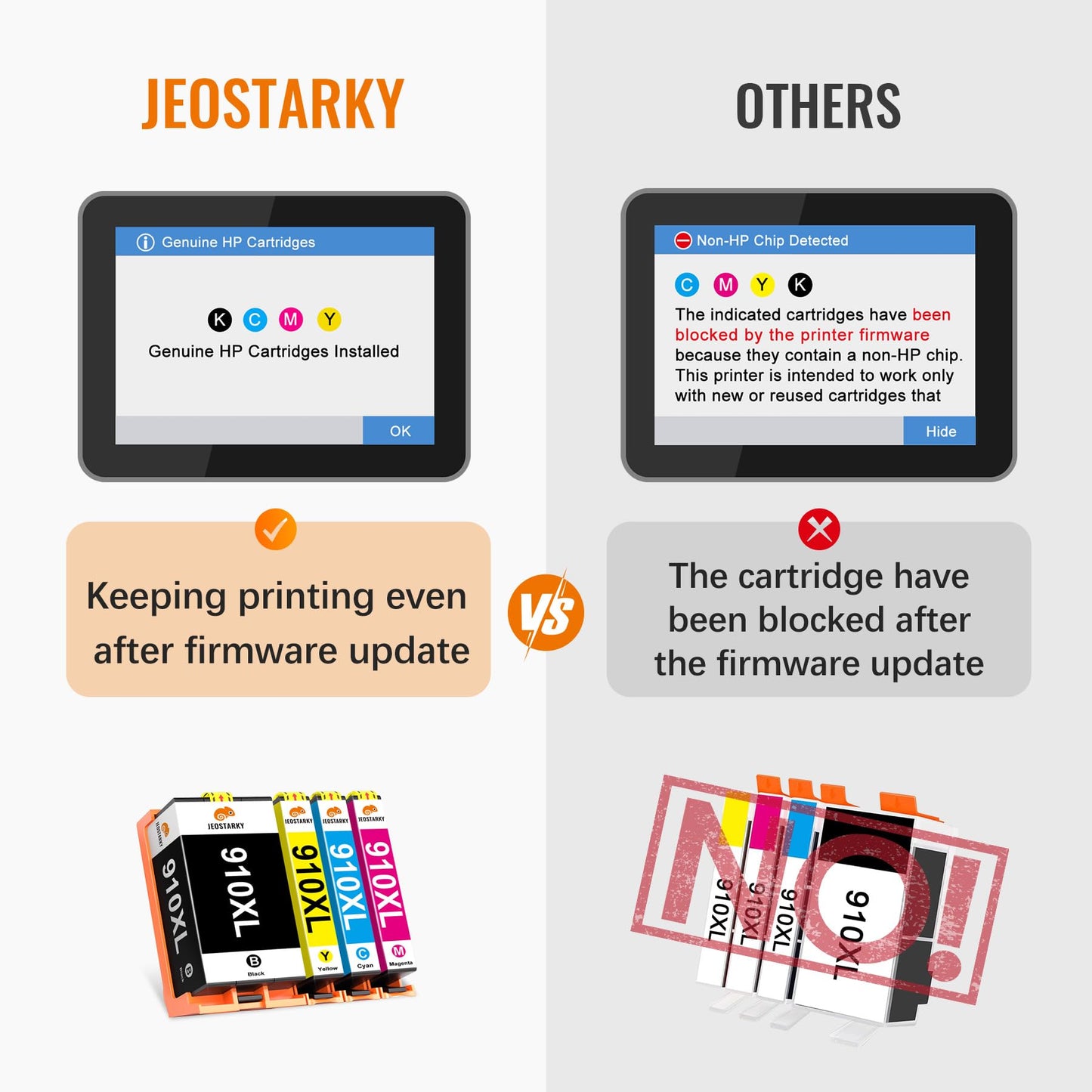 Jeostarky Remanufactured Replacement for HP 910XL Ink Cartridges Combo Pack High Yield Compatible with HP OfficeJet Pro 8015e 8025e 8035e 8010 8020