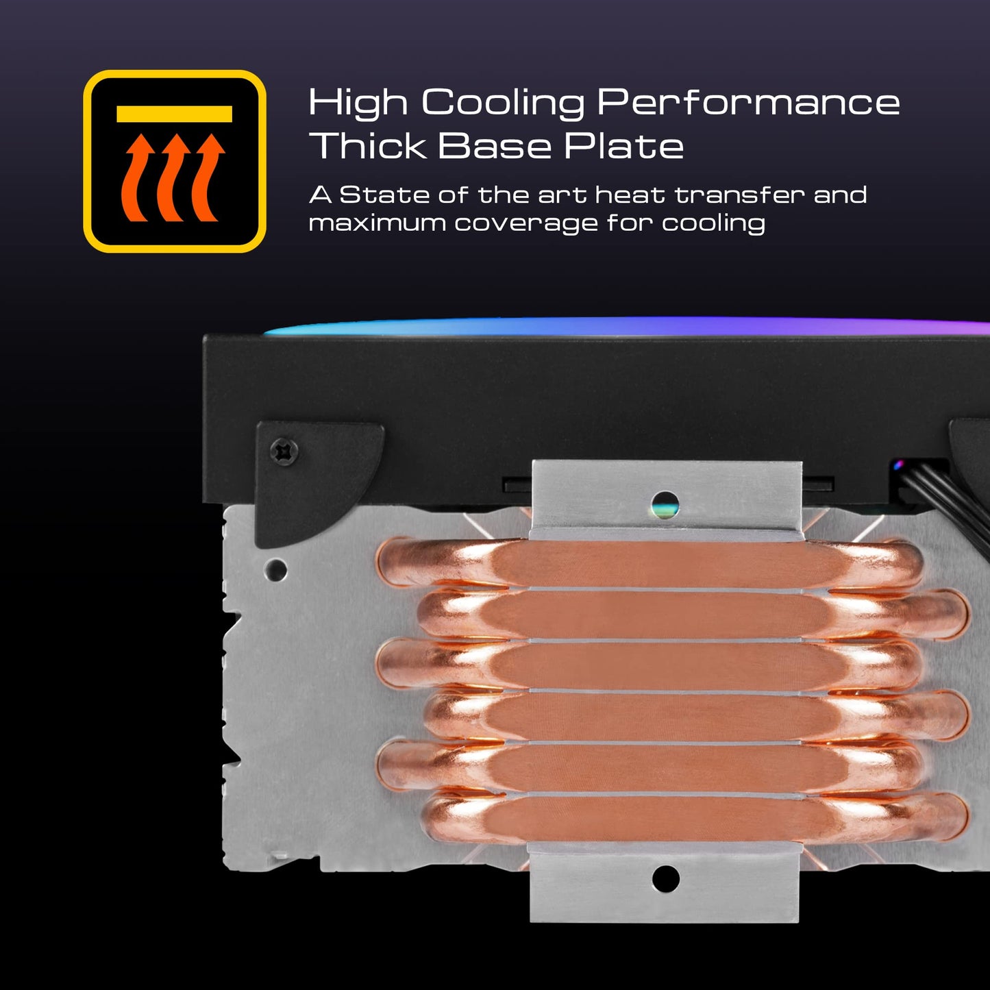 GAMDIAS BOREAS M1-610 Computer CPU Air Cooler, High Airflow 2600RPM PWM Fan, Performance 6 Copper Heatpipes w/ Direct Contact Technology, MB Sync