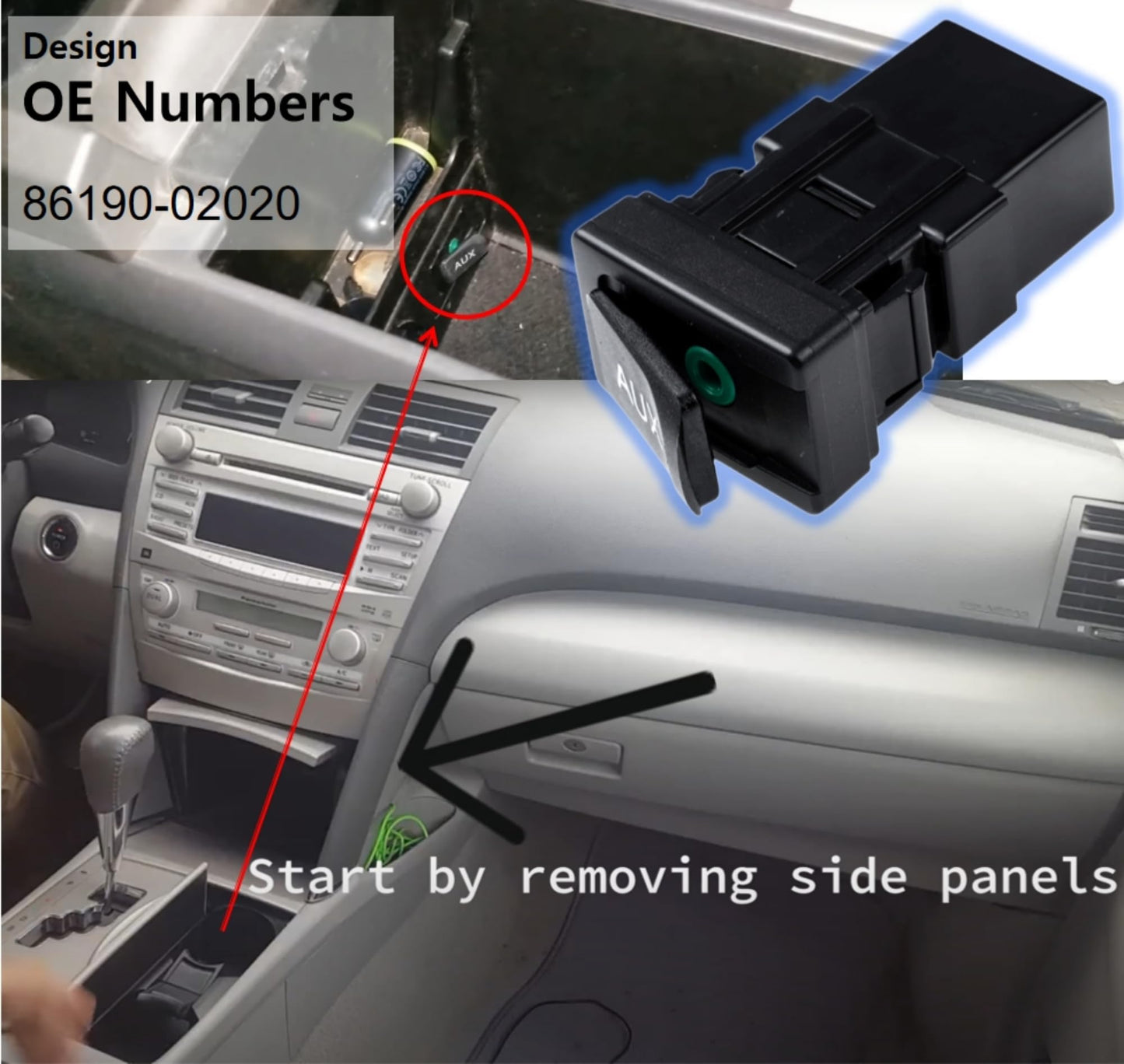 PANNUOSCS Aux Port Replacement Compatible with 2009-2013 Toyota Camry Matrix Venza Highlander 86190-02020