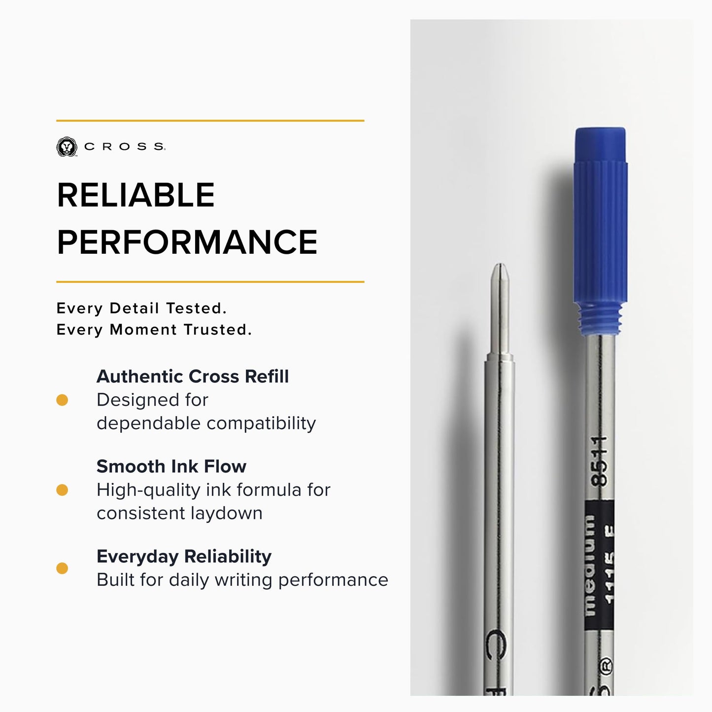 Cross Ballpoint Pen Refill - Blue - Medium - 2-Pack - Refill for Consistent Ink Flow - Quick-Drying &