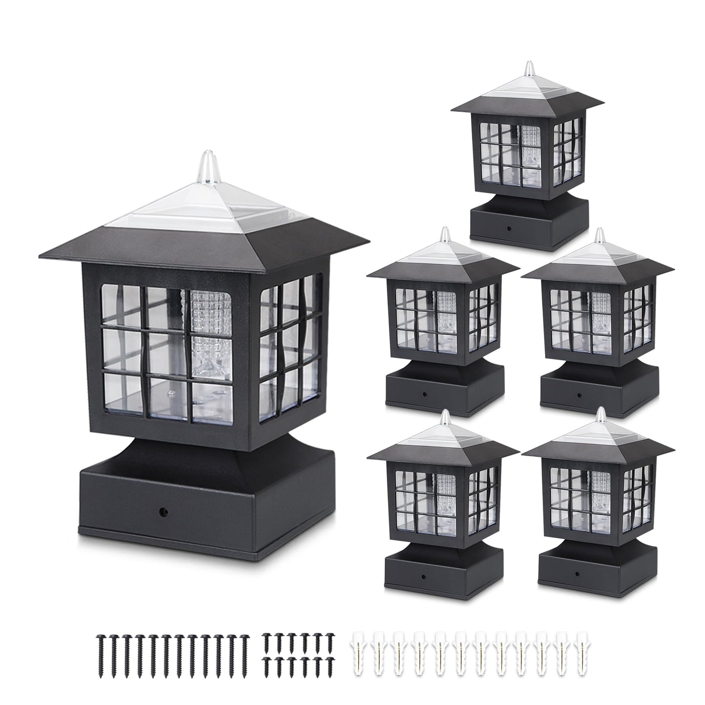 KMC KMC LIGHTING KS101X6AA Solar Post Cap Lights Outdoor for Yard Post Fence Waterproof 20 LUMENS Each 6 Pack