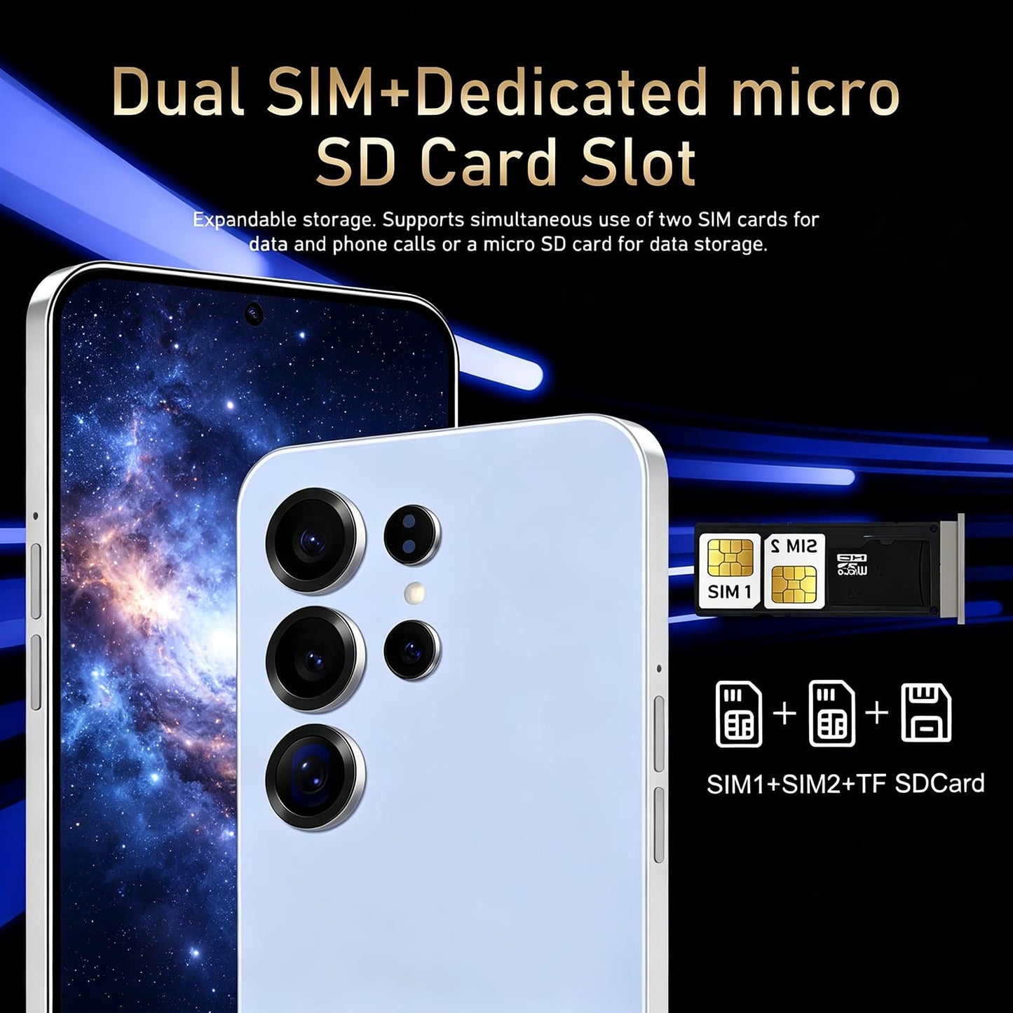 CostMvp S25Ultra 4G Smartphone Unlocked, Android 12.0 Mobile Phones 6.6'' HD+ Display, 4GB RAM 32GB ROM/256GB SD, 4G Dual SIM Dual Camera, Face