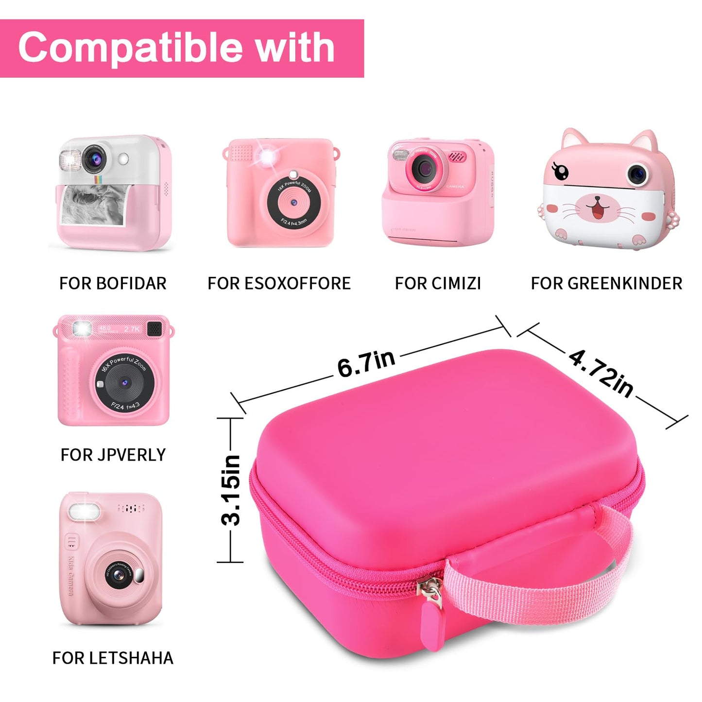 Againmore Kids Instant Print Camera Case with DIY Removable Divider, Portable Digital Camera Storage Bag Compatible with Dylanto/for HiMont/for