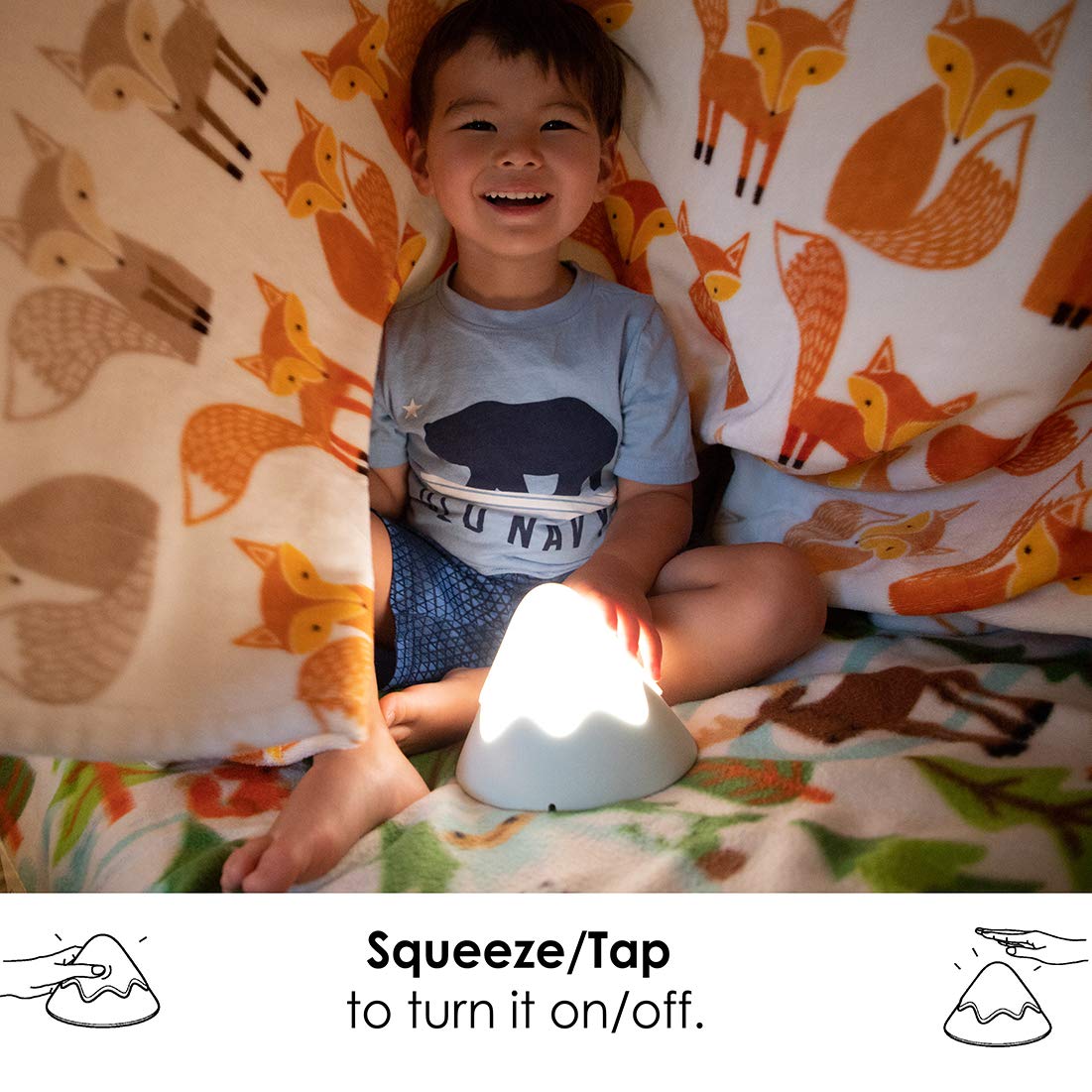 DesignNest Snow Mountain Night Light - Modern Home Decor & Nursery Lamp - Dimmable Soft Silicone, Tap Control, Rechargeable Portable Bedside Light