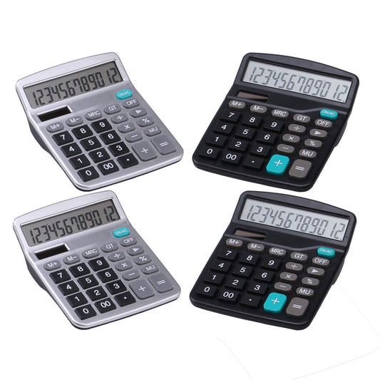LICHAMP Desk Calculators with Big Buttons and Large Display, Office Desktop Calculator Basic 12 Digit with Solar Power and AA Battery (4 Packs
