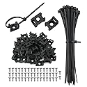 Saddle Type Mounts Base with 4.7inch Cable Ties and Tapping Screw ZZLZX 50 Sets 4.7 Inch Black Cable Zip Ties and Wire Cable Clips with Screw,Saddle