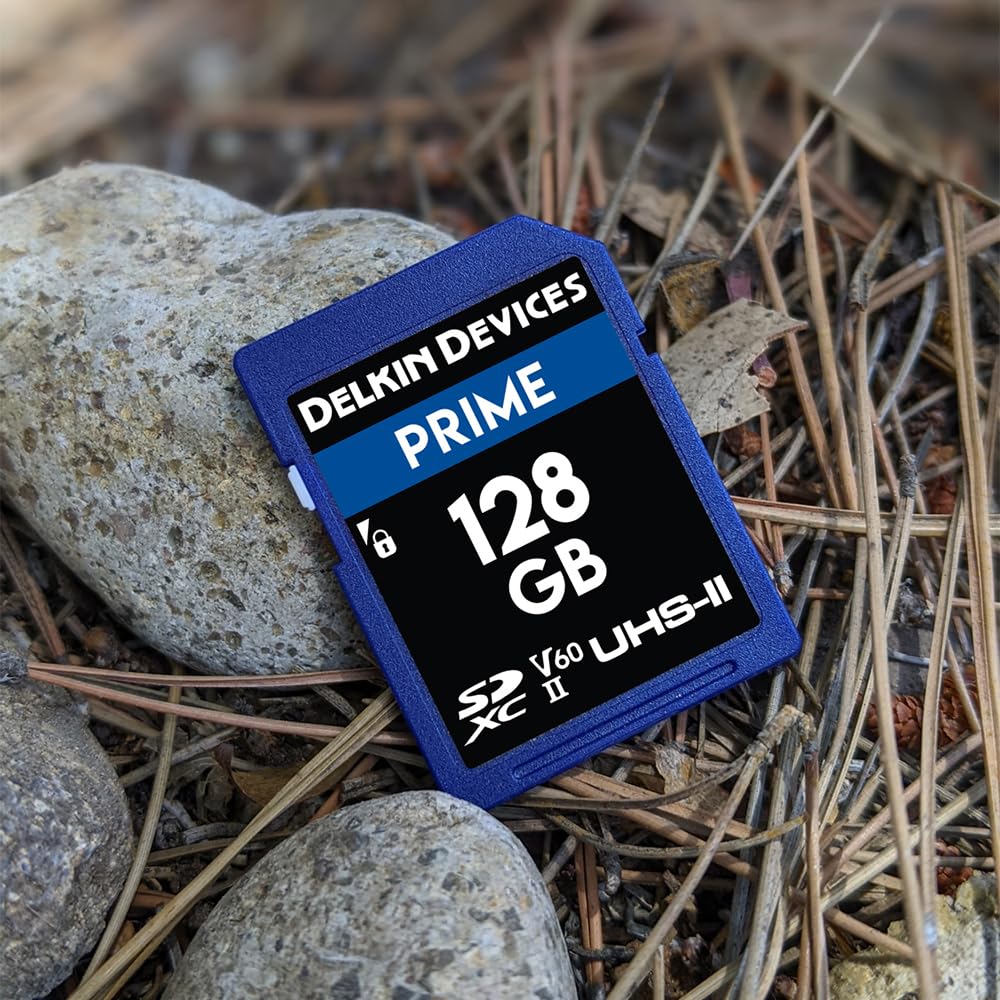 Delkin Devices Prime 128GB SDXC UHS-II Memory Card - 300MB/s Read, 105MB/s Write | Ideal for 8K, 4K, HDR, and 360º Video | High-Performance SD Card