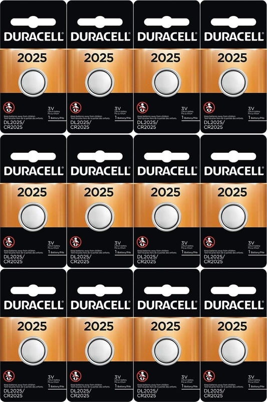 12-Pack Duracell 2025 Batteries 3.0 Volt Lithium Coin Button