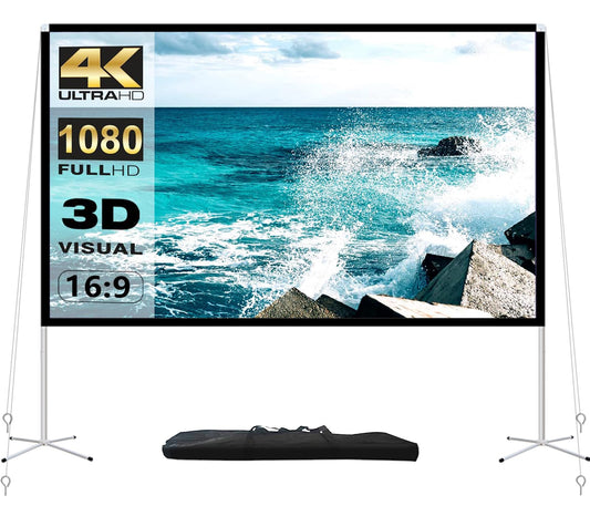 Projector Screen and Stand 100 Inch Portable Outdoor Projection Screen 16:9 4K HD Movie Projection Screen with Carry Bag for Indoor Outdoor Home