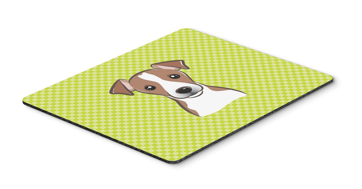 Caroline's Treasures BB1322MP Checkerboard Lime Green Jack Russell Terrier Mouse Pad, Hot Pad or Trivet for Home Office Gaming Working Computers