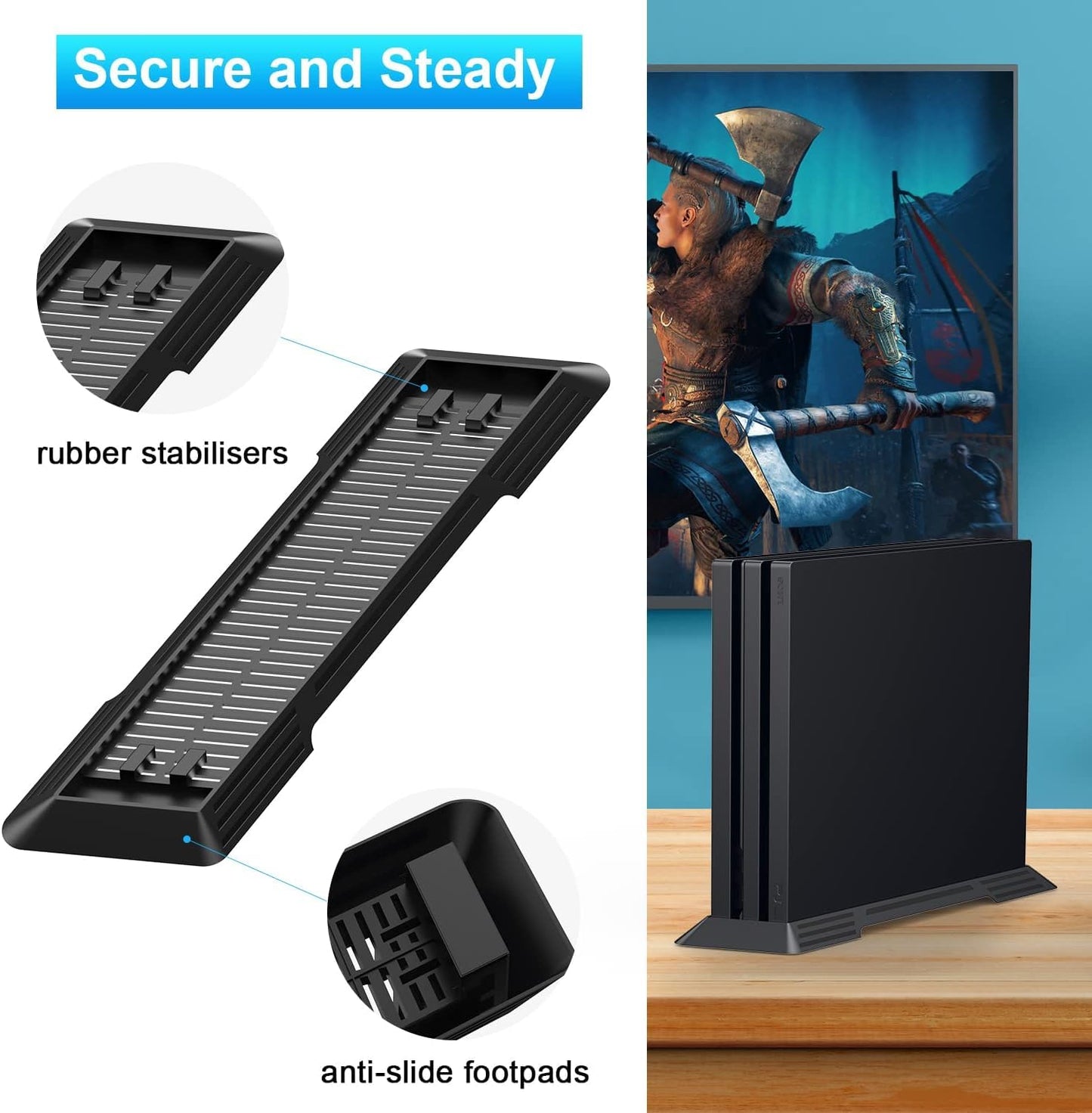 Younik Vertical Stand for P4 Pro, Built-in Cooling Vents and Non-Slip Feet Steady Base Mount for P4 Pro, Black