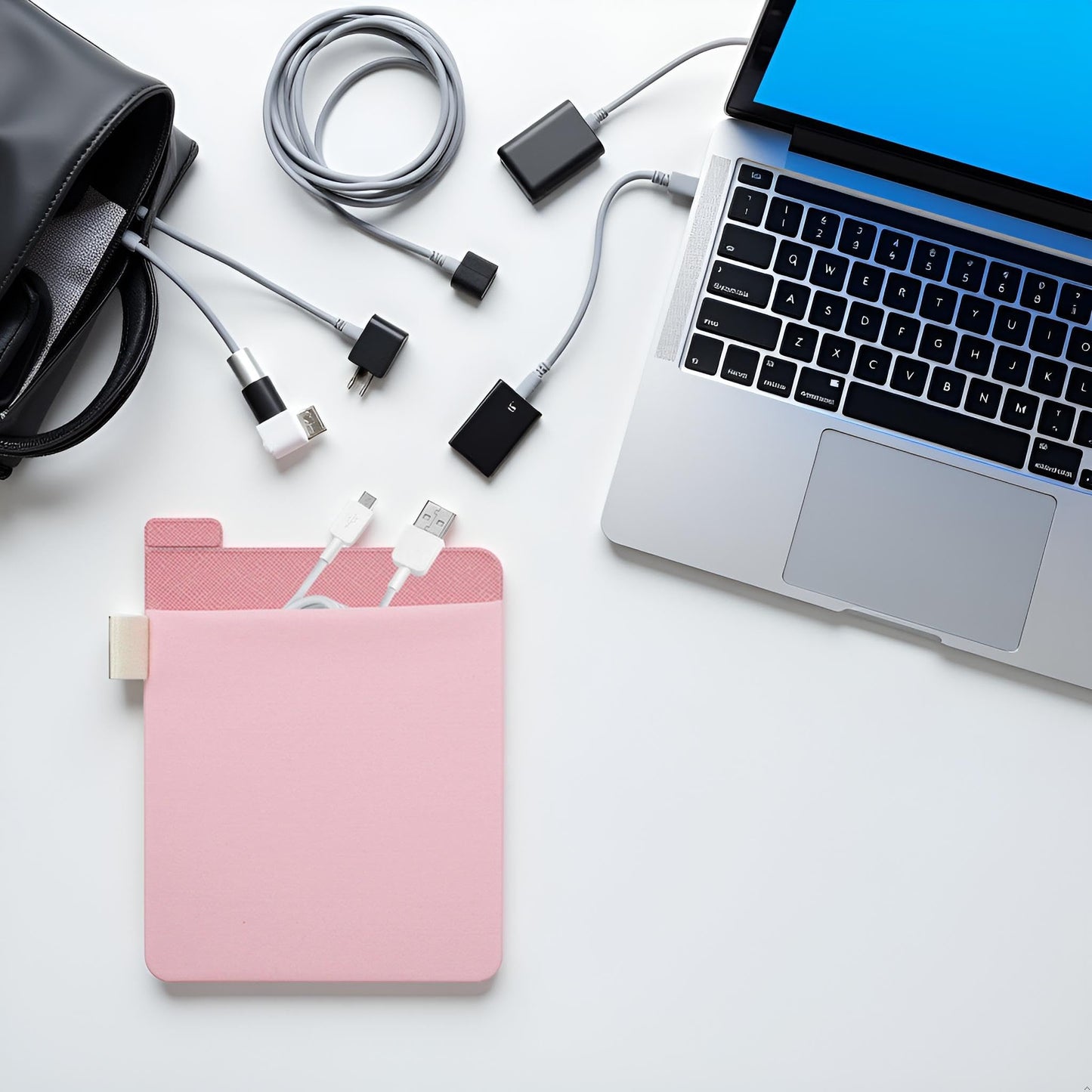Pink External Hard Drive Holder - External Hard Drive Adhesive Carrying Case,Reusable Sleeve Storage Organizer Computer Hard Risk Bags and Cases