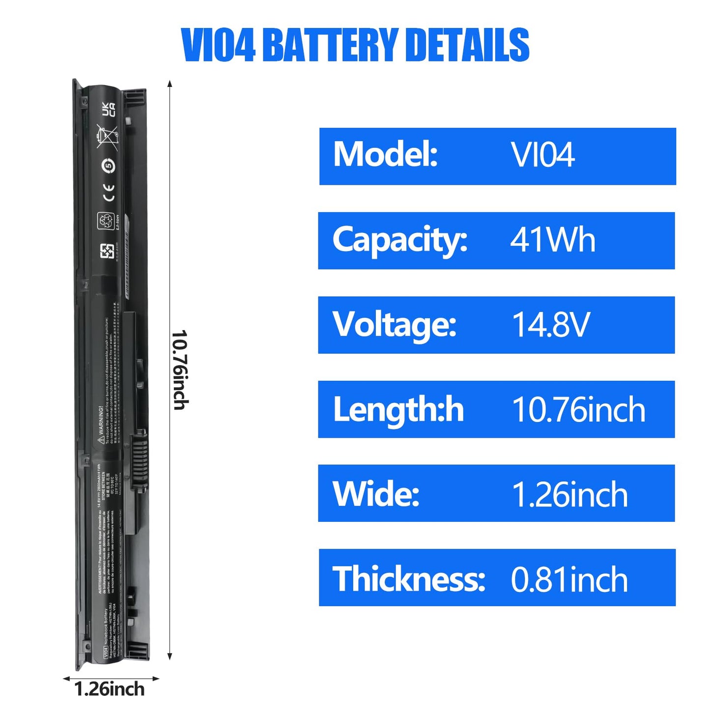 HSX 756743-001 VI04 V104 Laptop Battery for HP Pavilion 15-P 17-F Series 15-p011na 15-p165sa 15-p214dx 15-p003ax 17-f115dx 17-f215dx Fit 756745-001