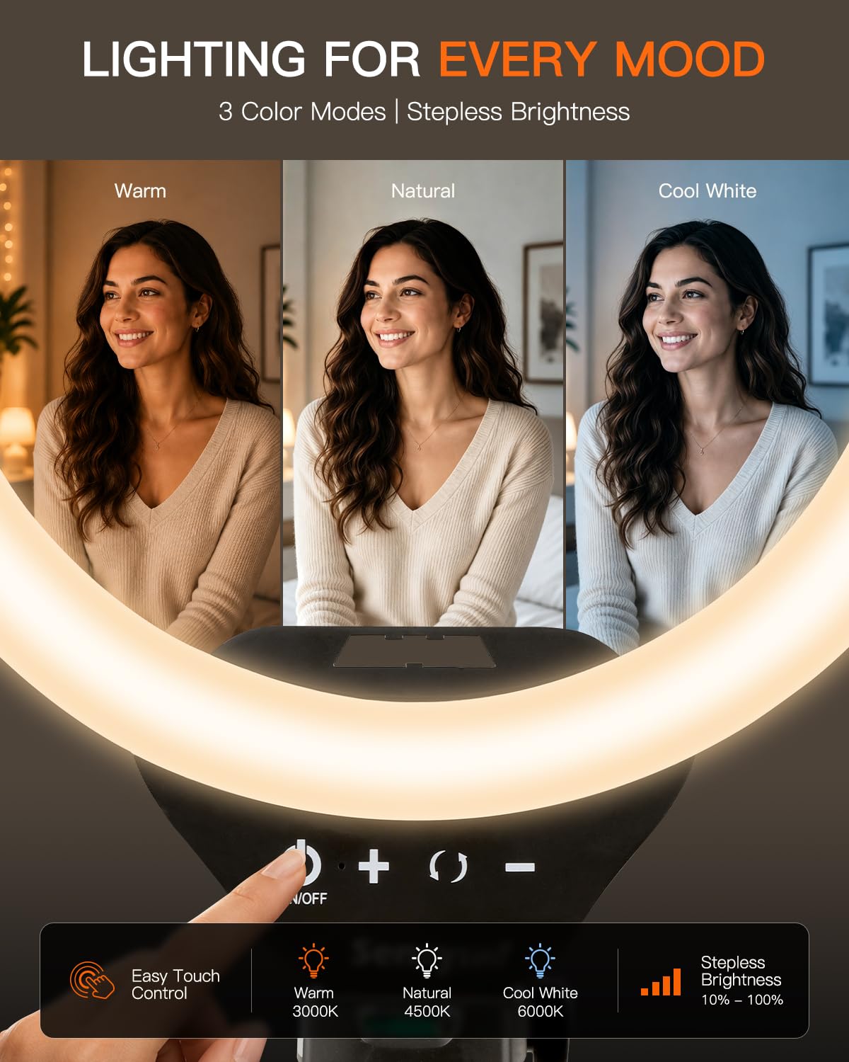 Sensyne 10" Ring Light with Stand and Phone Holder, LED Selfie Ring Light Tripod for Video Recording/Live Stream/Makeup/YouTube/TikTok, Compatible