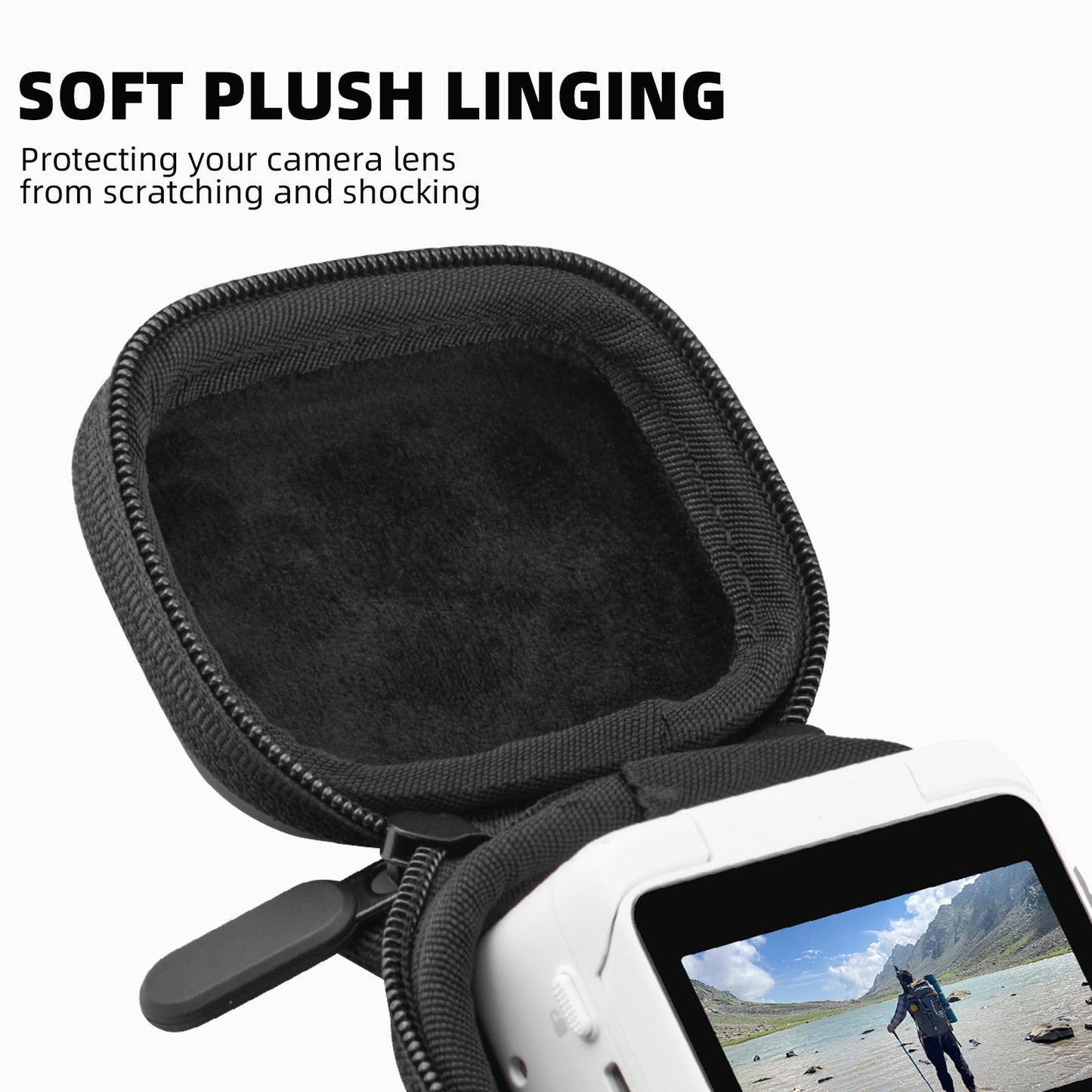 Flymile Small Carrying Case for Insta360 GO 3/GO 3S, PU Hard Shell Lens Cover Protection Storage Bag,Mini Travel Portable Bag with Carabiner&Wrist